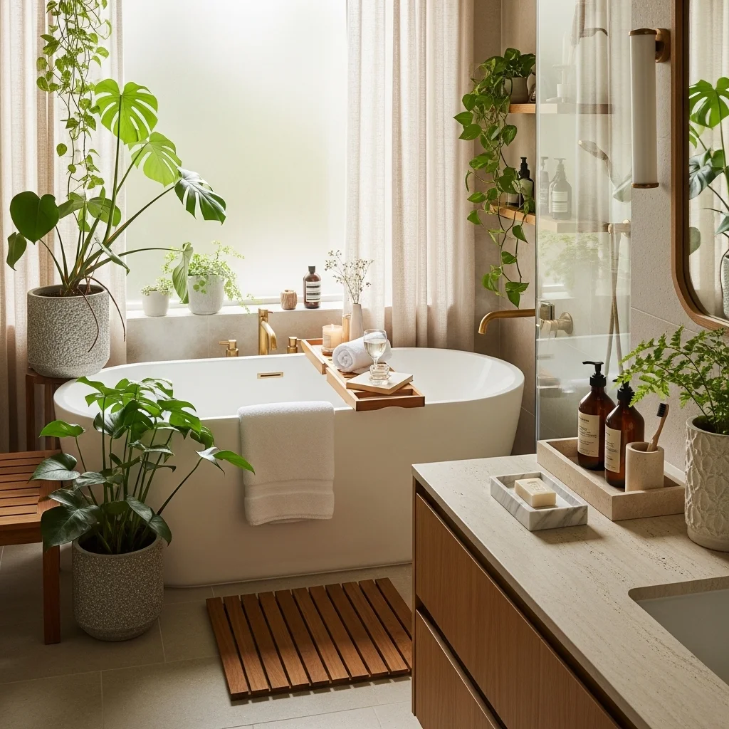 Bring in Natural Elements  Plants, Wood, and Stone Accessories