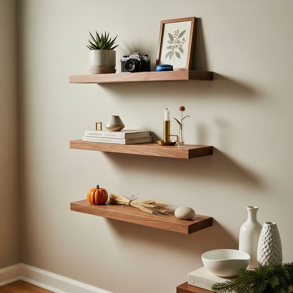 Floating Shelves as Rotating Art Displays