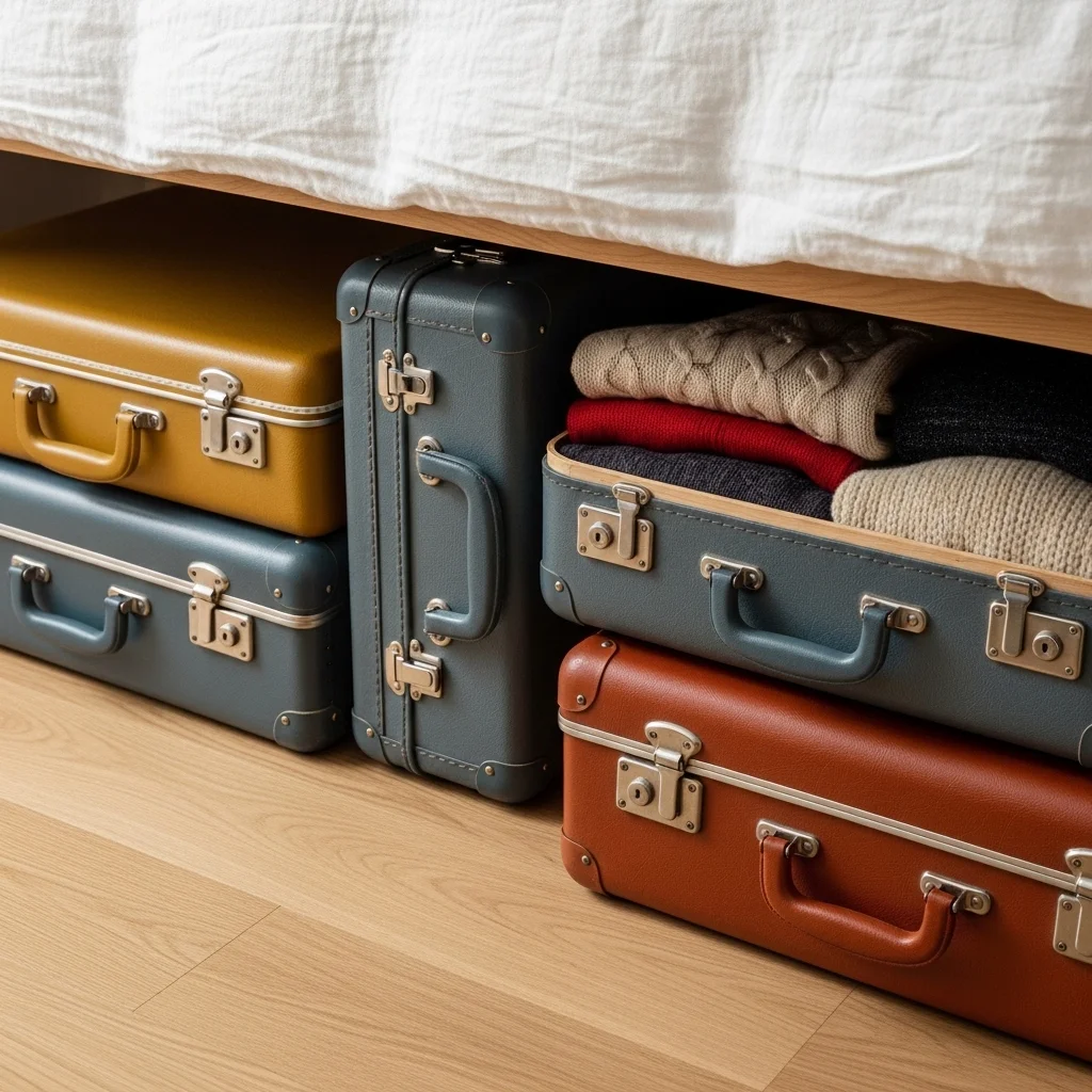 Under-Bed Storage Boxes with Vintage Suitcases