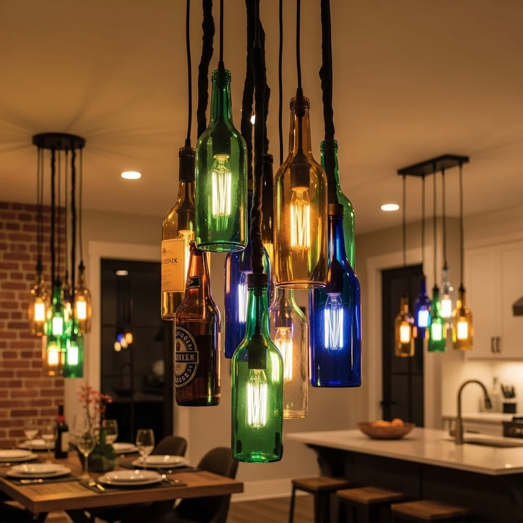 Vintage Glass Bottle Light Fixtures
